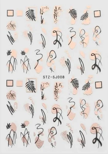 Nagelsticker - Aufkleber selbstklebend - Nail Sticker - Schwarz Rosegold Metallic Herbst